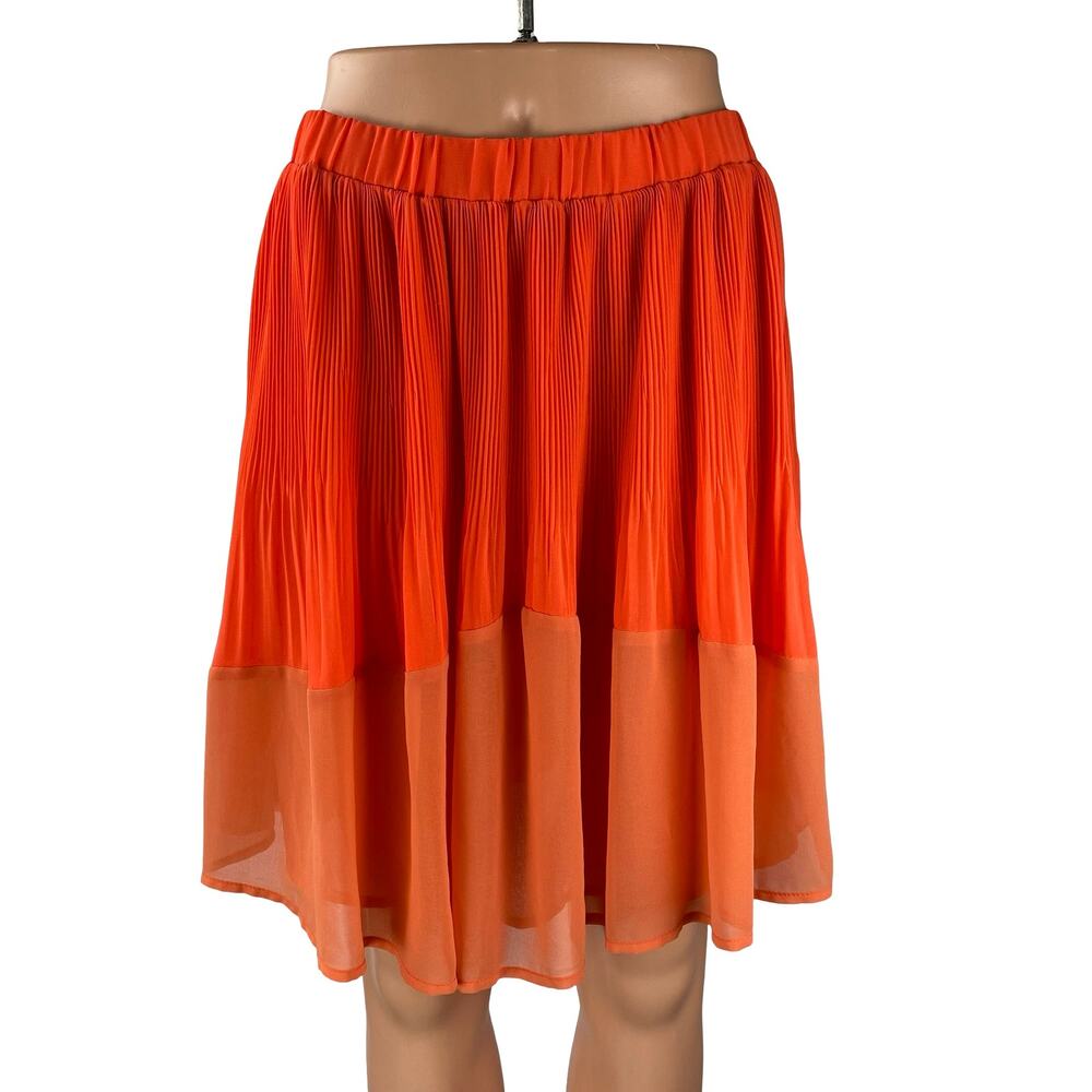 Collective Concepts Coral High Waist Mesh Mix Media Pleated A Line Mini Skirt 4